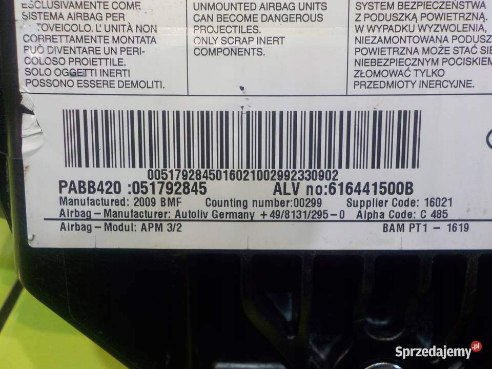 FORD KA MK2 II 09r AIRBAG poduszka pasazera Suków