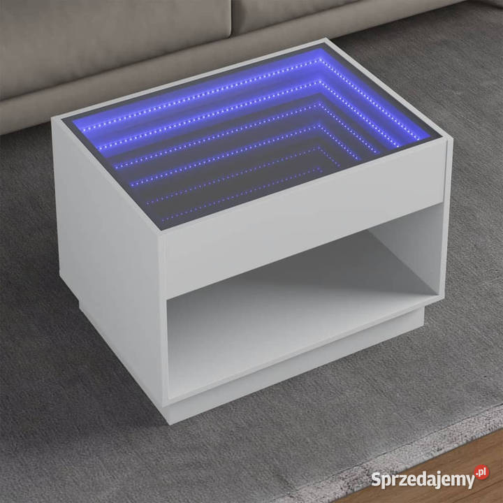 Stolik kawowy z LED Infinity biały 70x50x50 Warszawa