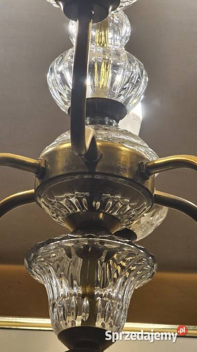Żyrandol średni mosiężny kryształowy 6 ramienny Katowice