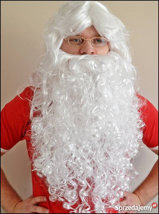 BRODA MIKOŁAJA Z PERUKĄ DŁUGA NOWA KRĘCONA