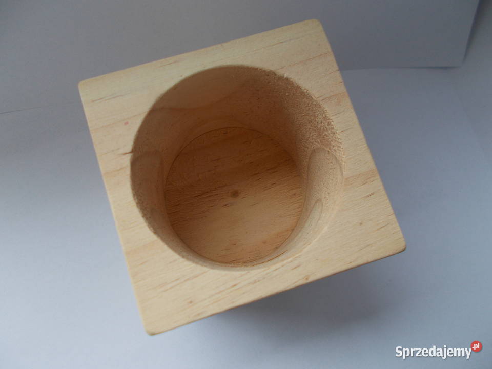 Kostka kubek drewniany na przybory świecznik Modelarstwo Ruda Śląska sprzedam