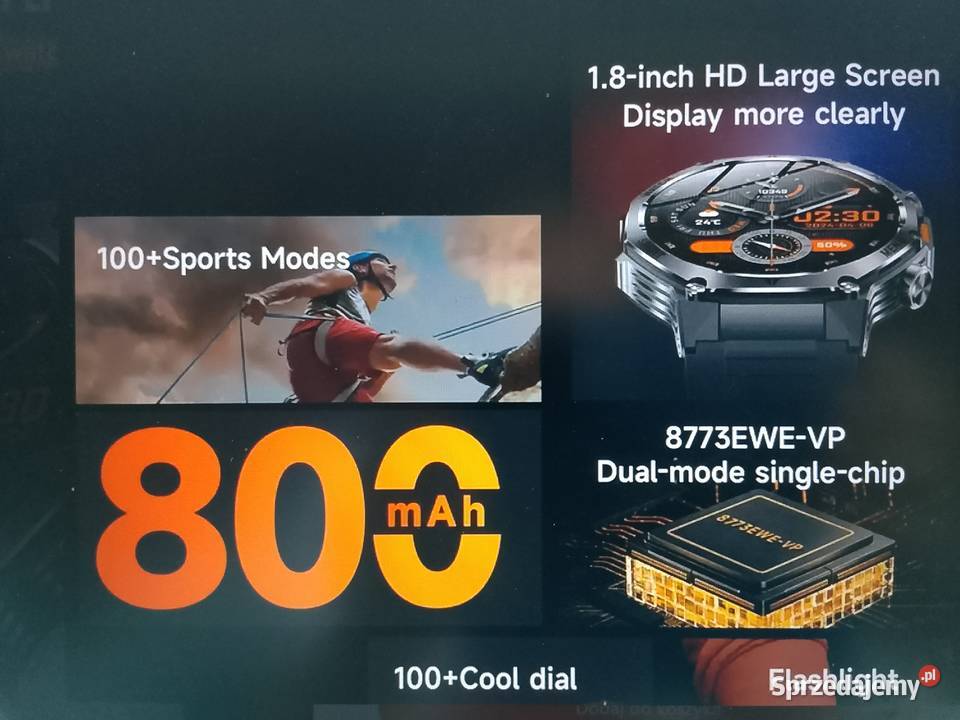 Nowy męski sportowy smartwatch bateria 800 mAh Zgierz sprzedam
