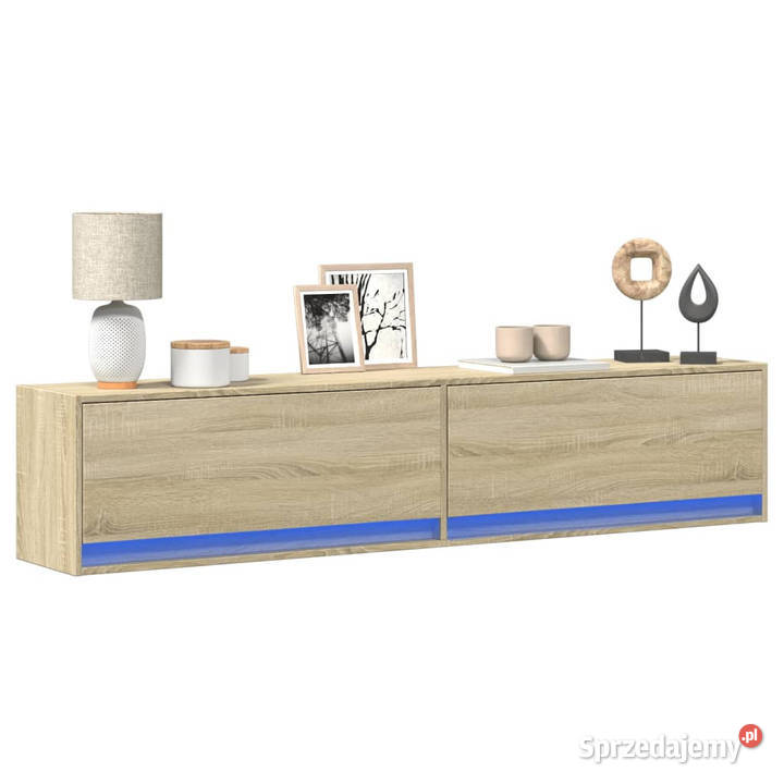 Ścienna szafka pod TV z LED dąb sonoma 180x31x38 Warszawa