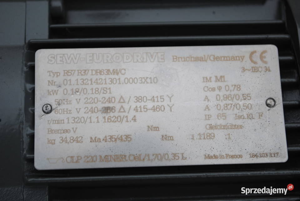 Motoreduktor 018kw 11obrmin Firmy SEW Kargowa