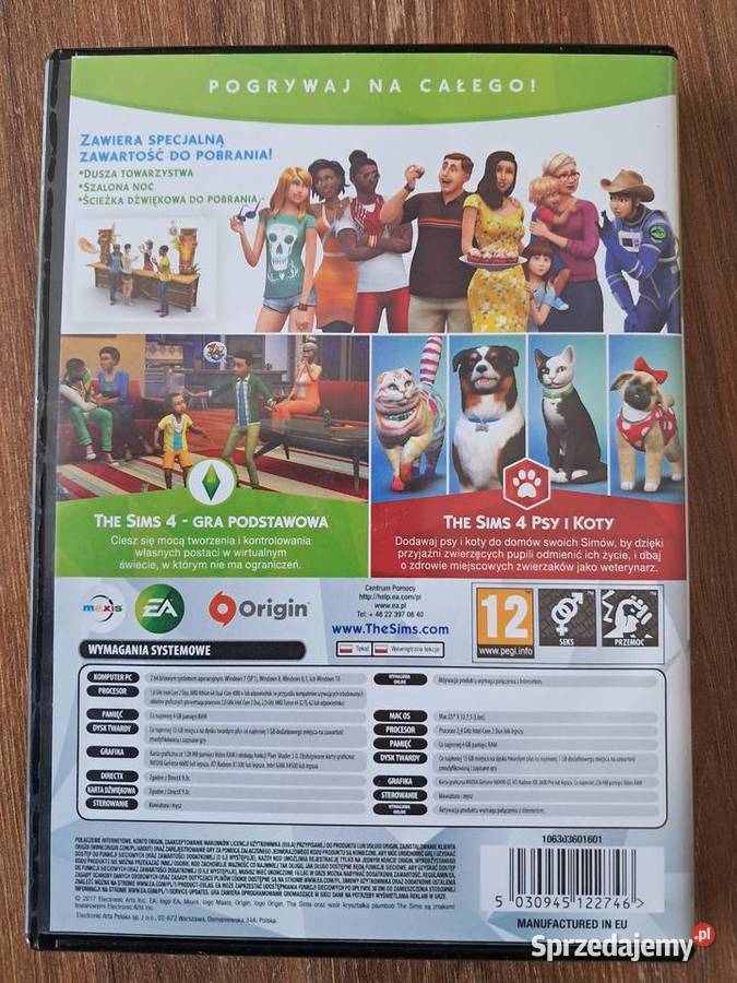 używana gra na pc sims4 dodatek psy i koty St Sandomierz