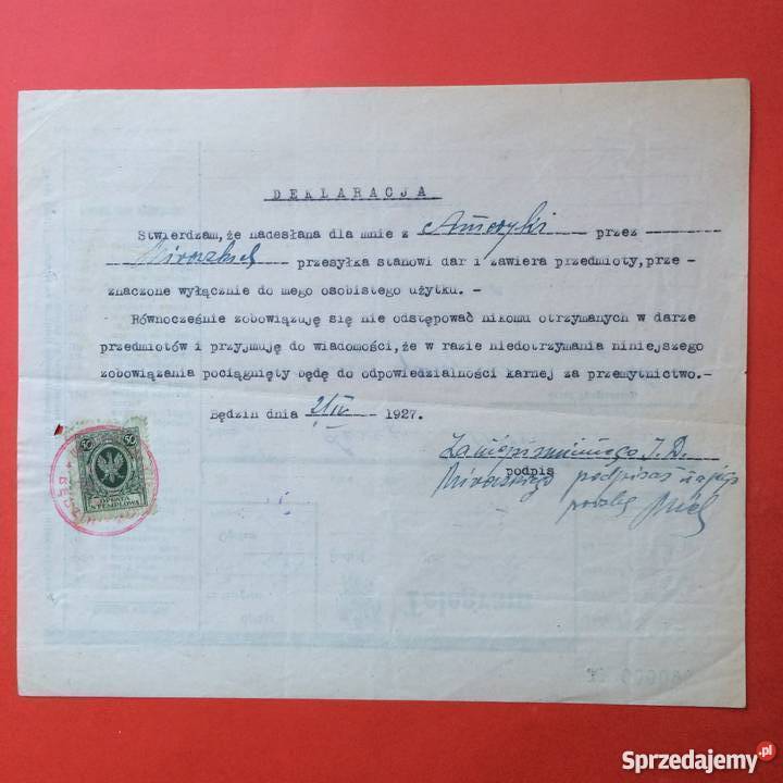 1114 Telegram Łódź Będzin z deklaracją zachodniopomorskie Szczecin