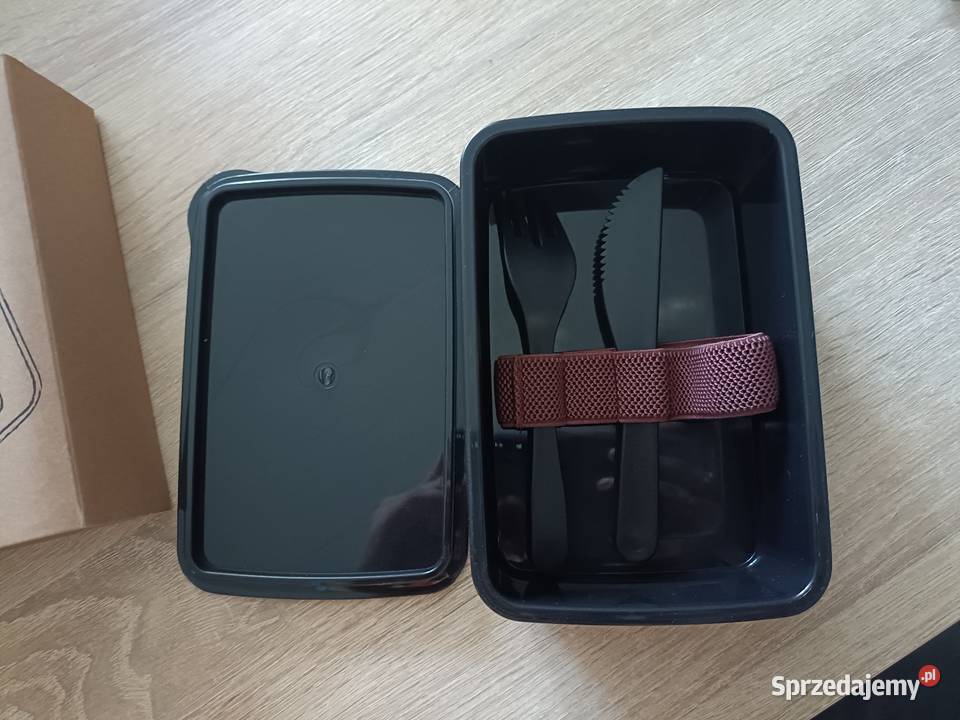 Lunchbox ze sztućcami czarny czarny Pojemniki na żywność Kwidzyn