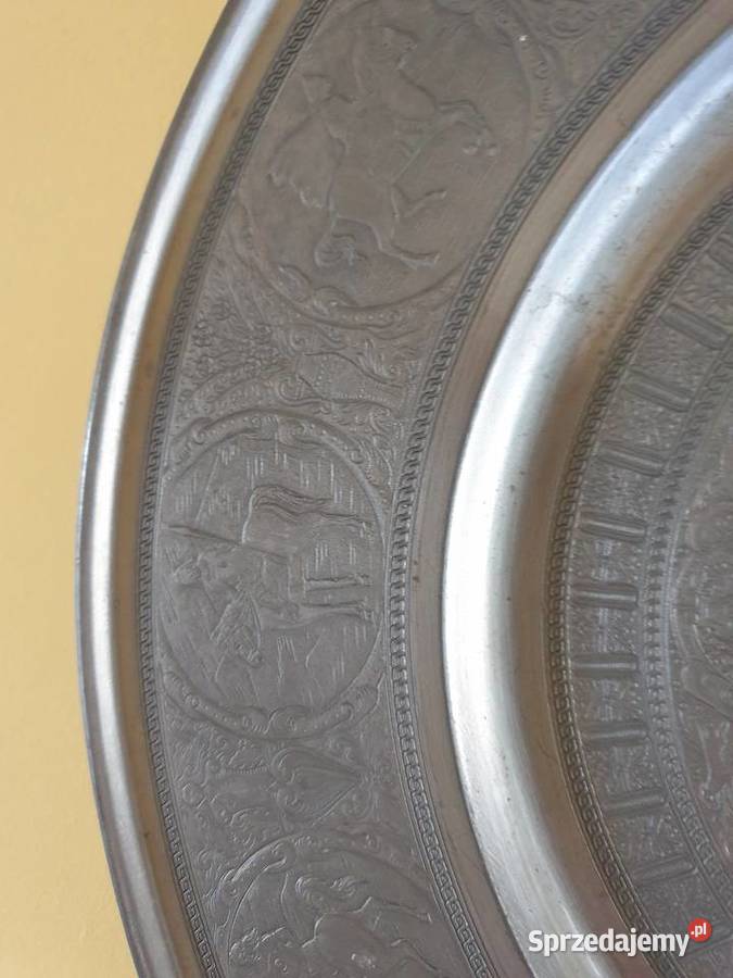 Duży cynowy talerz ozdoba dekoracja Żuromin