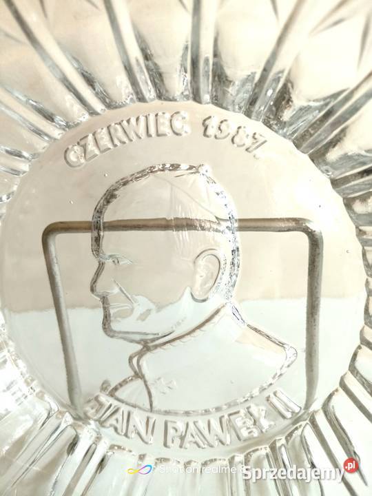 Patera kryształowa z Janem Pawłem II z PRLu Łódź