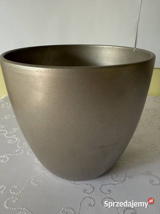 Donica duża ceramiczna srebrna lakierowana Czerwionka-Leszczyny