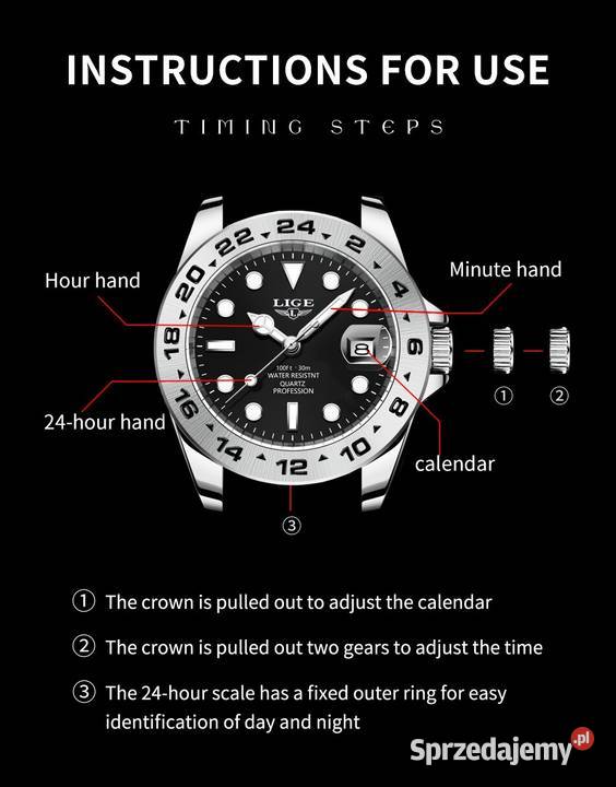 Sportowy zegarek męski Lige datownik z lupą Gorzów Wielkopolski sprzedam