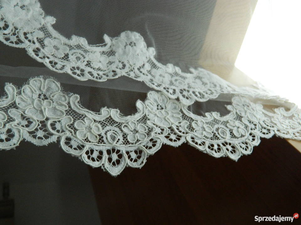 Welon Hiszpański z koronką Ecru PRZEPIĘKNY Warszawa