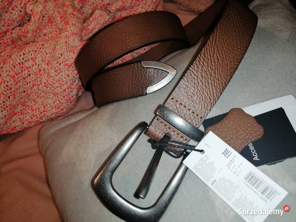 SKÓRZANY pasek Z metalową klamrą I okuciami Leszno