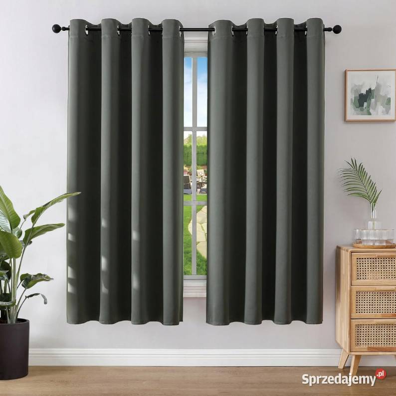 Zestaw 2 zasłon zaciemniających termicznych szary Opole