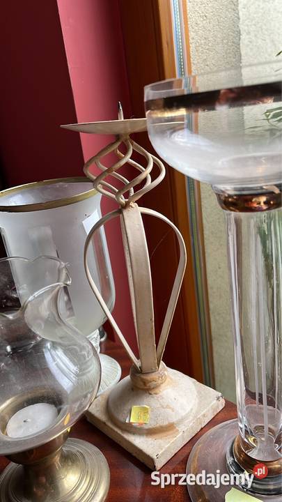 Świecznik Mosiądz i szkło Gdańsk