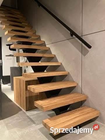 Schody konstrukcja metalowa plus stopnie dąb Częstochowa