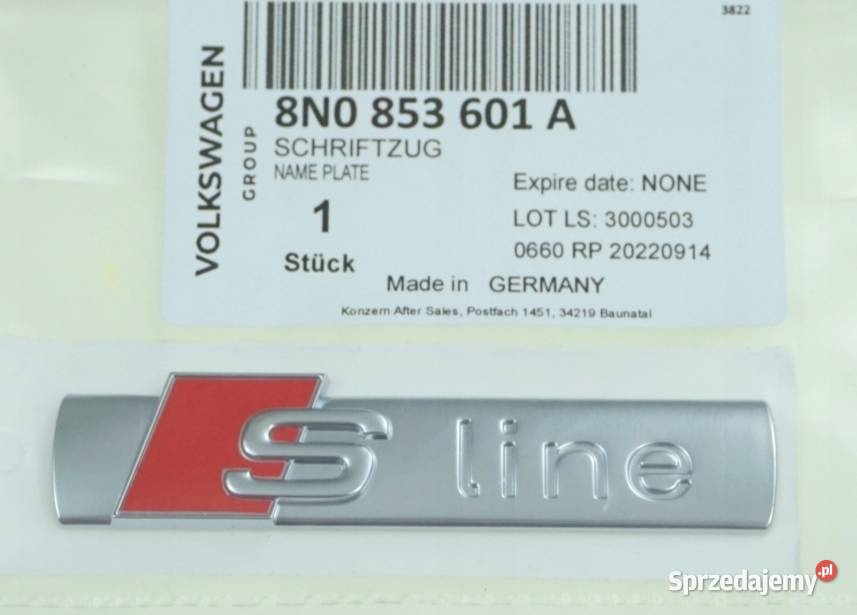 Oryginalny Emblemat Audi Sline OEM NOWY Gliwice