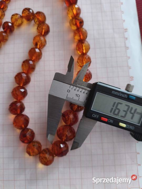 Naszyjnik Bursztyn Fasetowane Vintage Rękodzieło