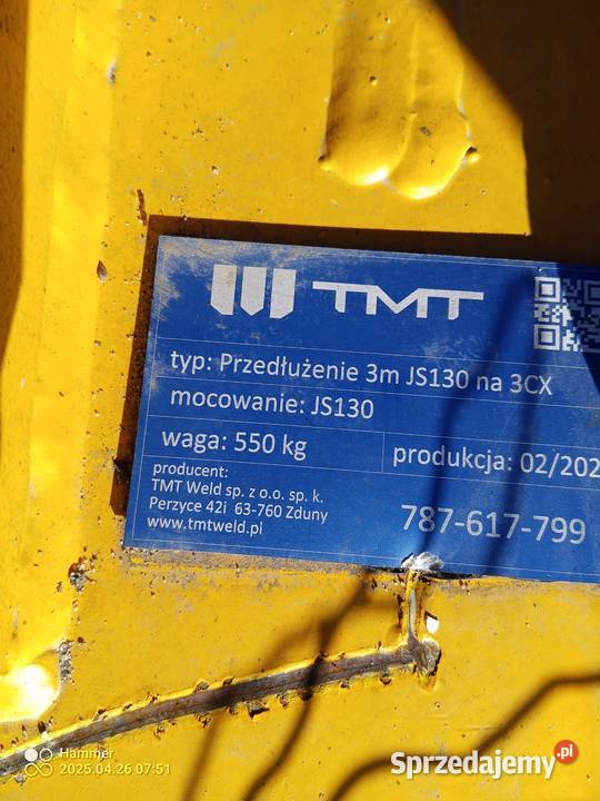 Przedłużka JCB JS 3 Metry mazowieckie Warszawice
