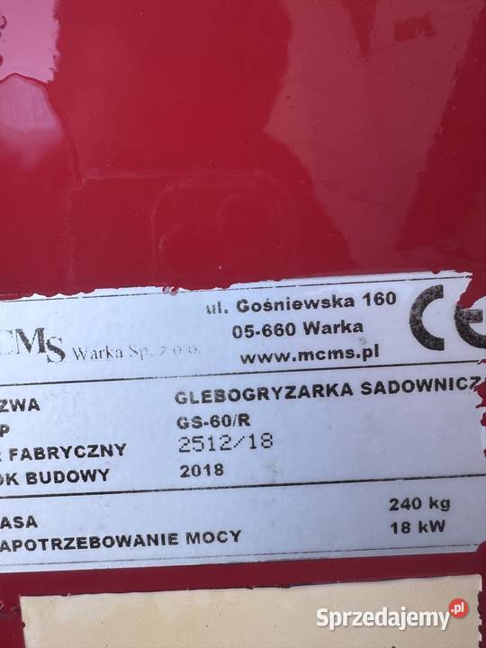 Glebogryzarka podkoronowa Mcms Warka 60 Glebogryzarki Grójec sprzedam
