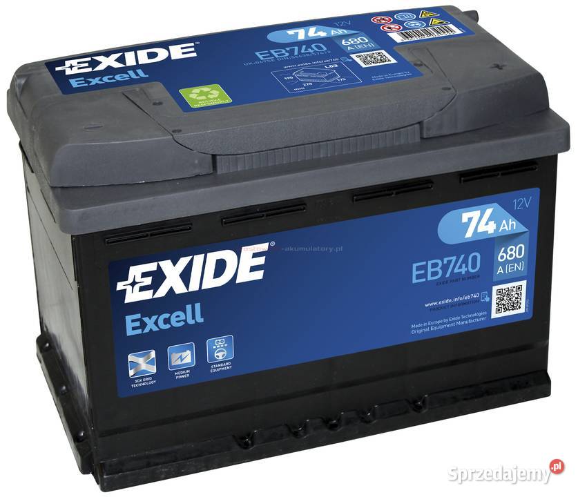 Akumulator Exide Excell 74Ah 680A Lublin