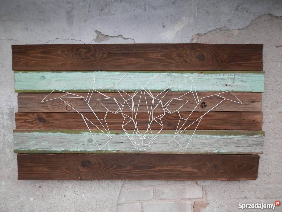 StringArt lampa BARAN na starych deskach ręcznie zachodniopomorskie