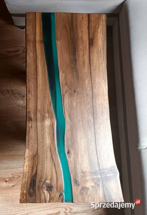 Stolik kawowy Ława Deska dębowa Zielona żywica Opole