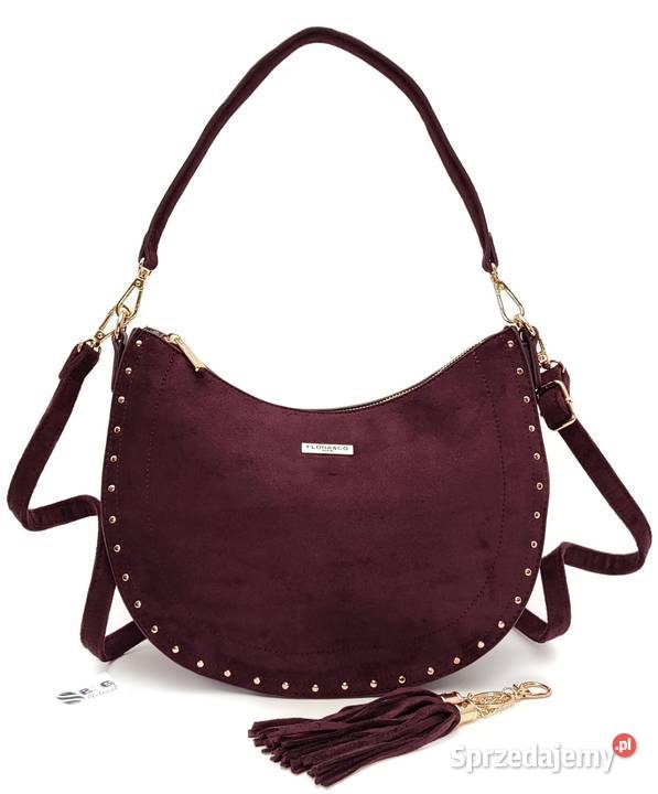 Torebka Listonoszka FloraCO Zamszowa Burgund Torby i torebki Warszawa