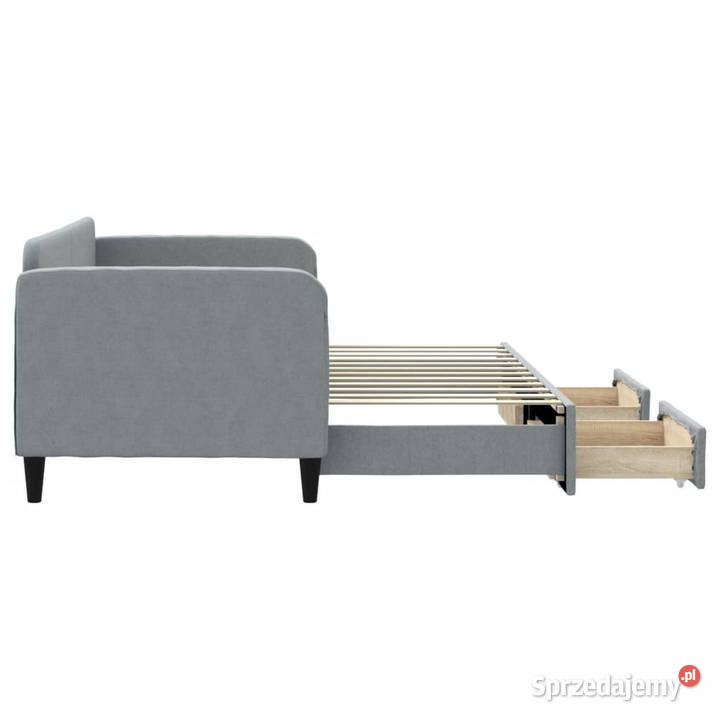 Sofa rozsuwana z szufladami jasnoszara tkanina Warszawa