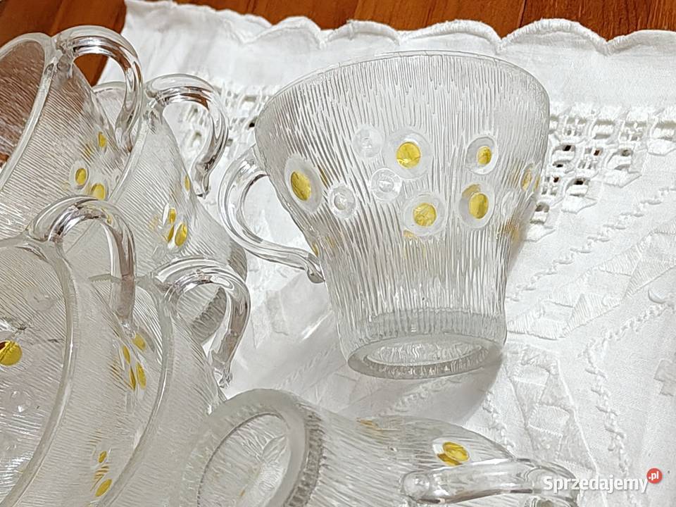 Filiżanki szklaneczki szkło PRL Legnica