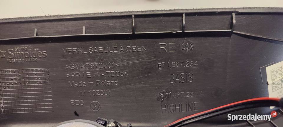 VW TAYRON OSŁONA SŁUPKA PRAWY PRZÓD RLINE