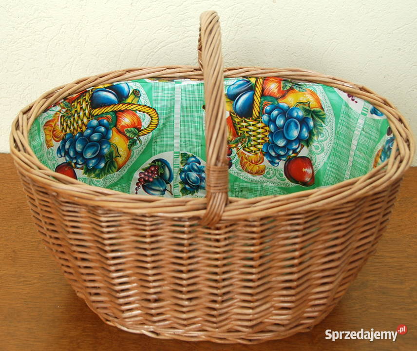 Stary duży koszyk wiklinowy na grzyby owoce Warszawa
