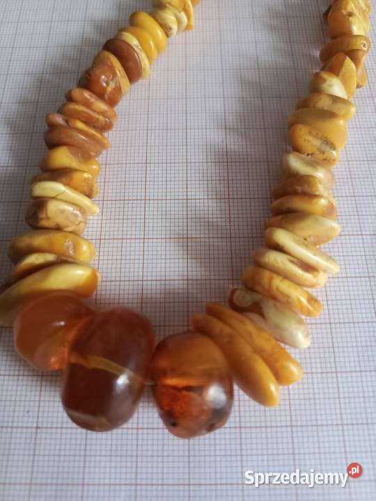 Naszyjnik Bursztyn Vintage Rękodzieło
