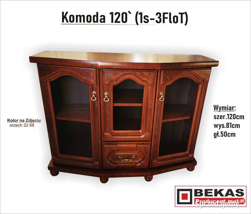 Klasyczna Stylizowana KOMODA 120 1S3FloT Dąb