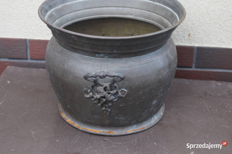 stary mosiężny garnek Kalisz