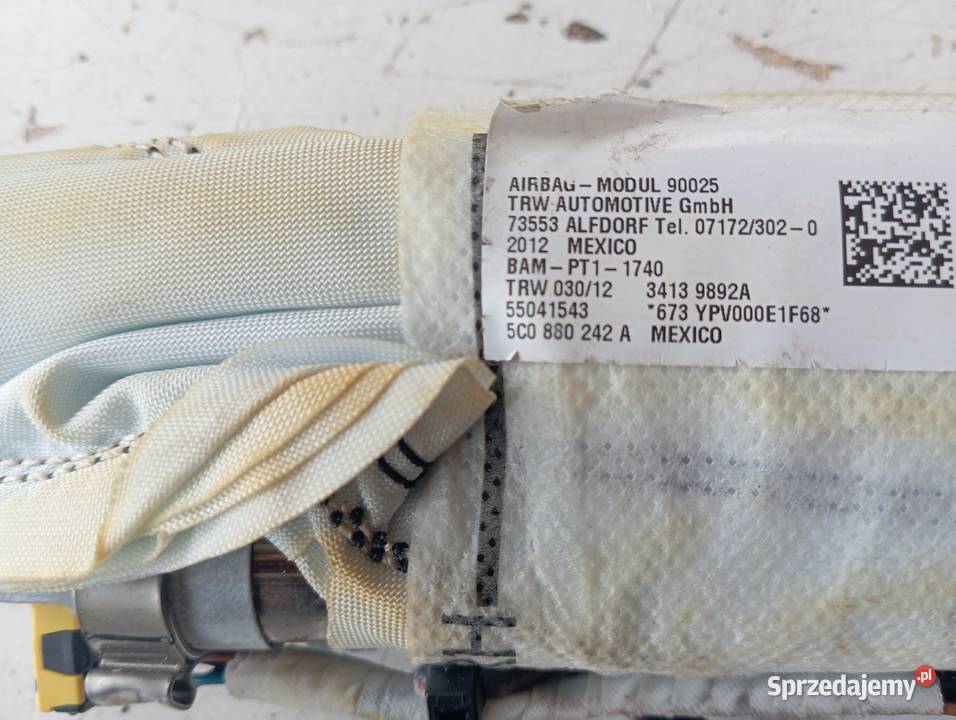 VW JETTA 1116 USA PODUSZKA FOTELA PRAWA pomorskie Kobylnica