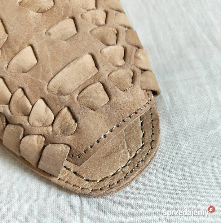 Beżowe skórzane buty sandały retro paski 39 Szczecin