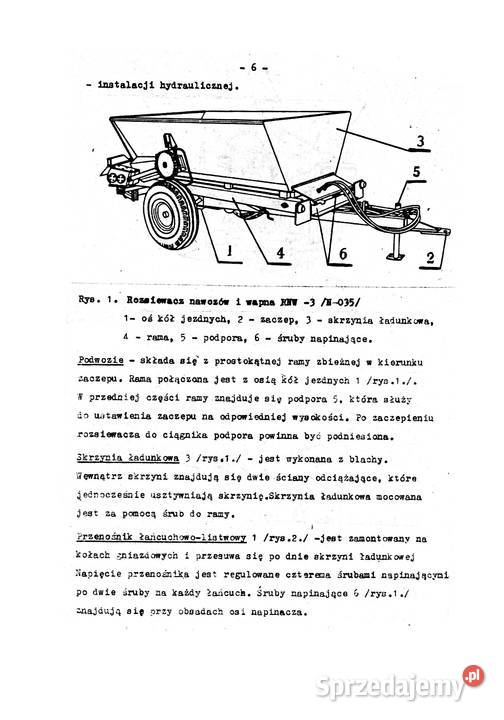 Rozsiewacz nawozów i wapna RNW3 instrukcja i Stalowa Wola