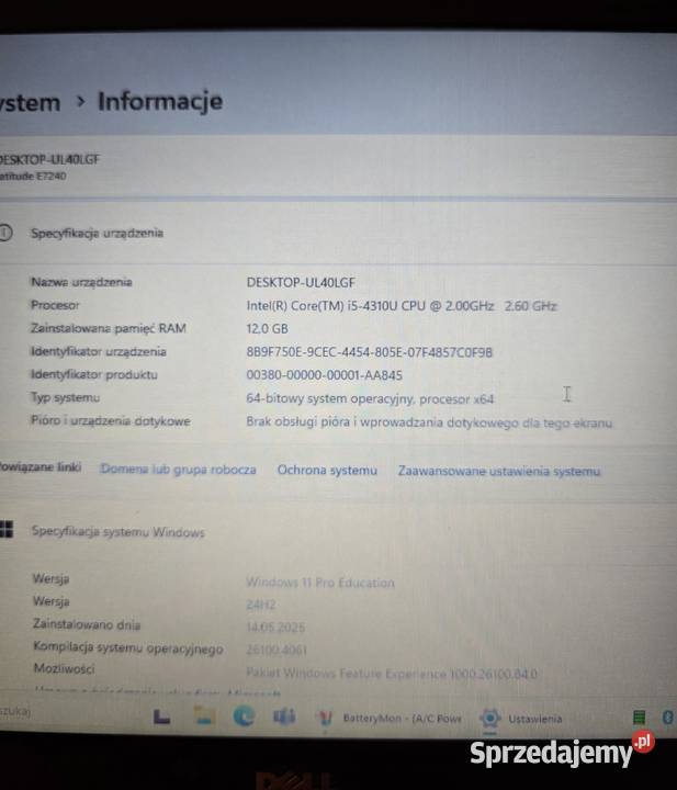 Dell Latitude E7240 HD i54310U 12GB RAM 128GB mazowieckie