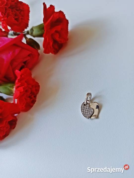 Zawieszka wisiorek dwa serca srebro 925 cyrkonia Warszawa