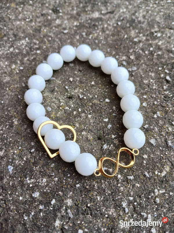 Bransoletka damska z Agatu białego fasetowanego