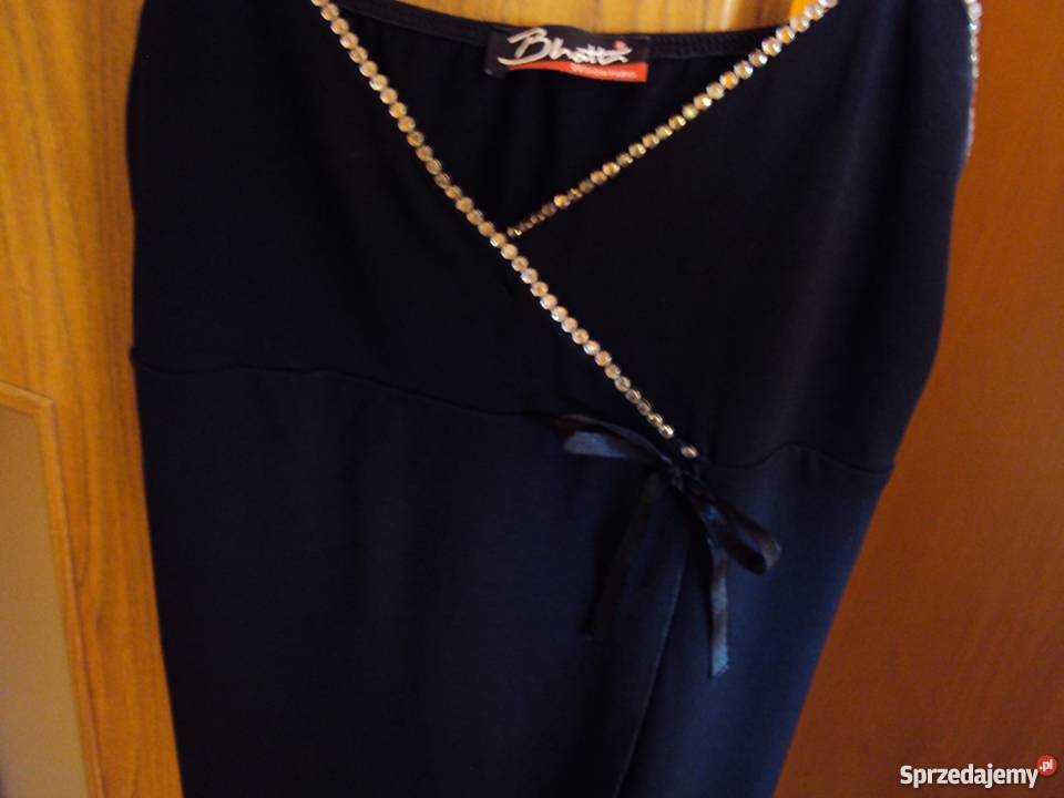 Cudowna bluzka tunika czarna ramiączka kamienie Łapy sprzedam