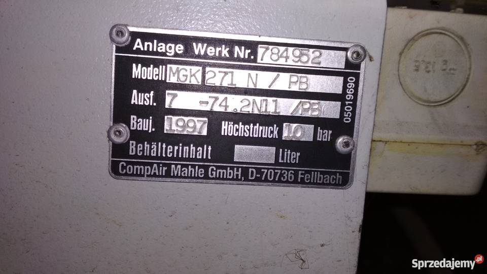 Kompresor 2 tłokowy 380V CompAir Mahle mgk 271 Zamość