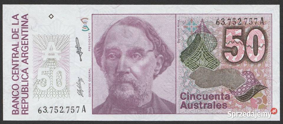 ARGENTYNA 50 AUSTRALES 1985 STAN BANKOWY UNC Łódź