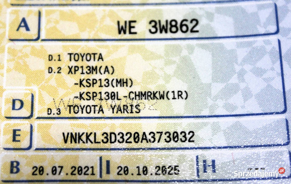 Toyota Yaris Rej2021 LPGLandi Renzo SalonPL FV23 asystent pasa ruchu Sokołów