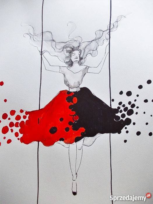 Praca akwarelą i piórkiem Mogę wszystko artystki śląskie Katowice