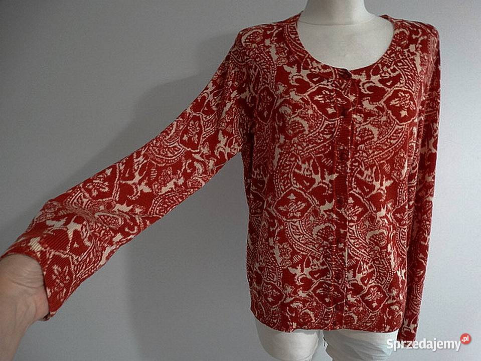 Sweter Kardigan Wełniany 100 Włoska Wełna Merino Łomża