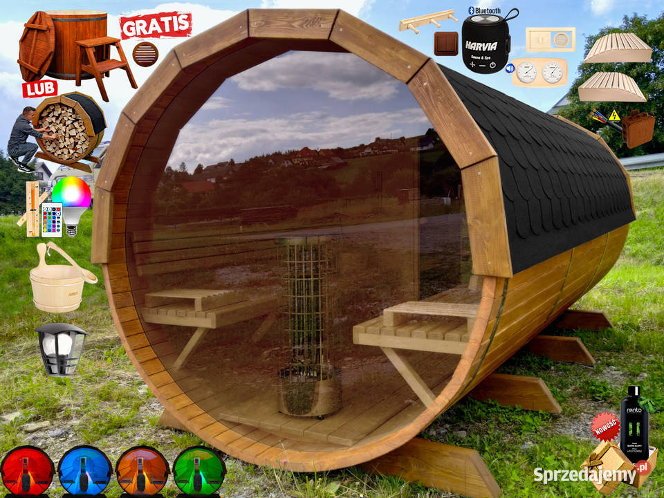SAUNA Ogrodowa 400 OKNO 100 PRZEBIERALNIA Beczka Sauny Nowy Targ