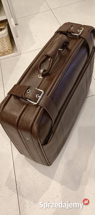 Ładna skórzana torba podróżna vintage PRL Warszawa