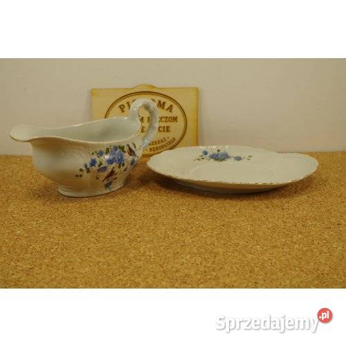 Porcelanowa sosjerka z podstawką dekoracja śląskie sprzedam
